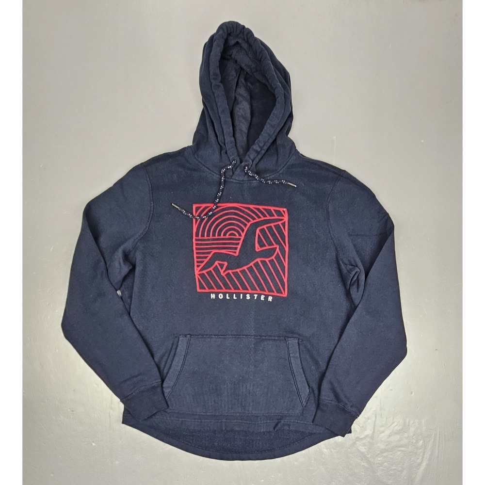 Hollister California Hoodie Mens XL Black Pullover Sweatshirt Y2K Graphic Print